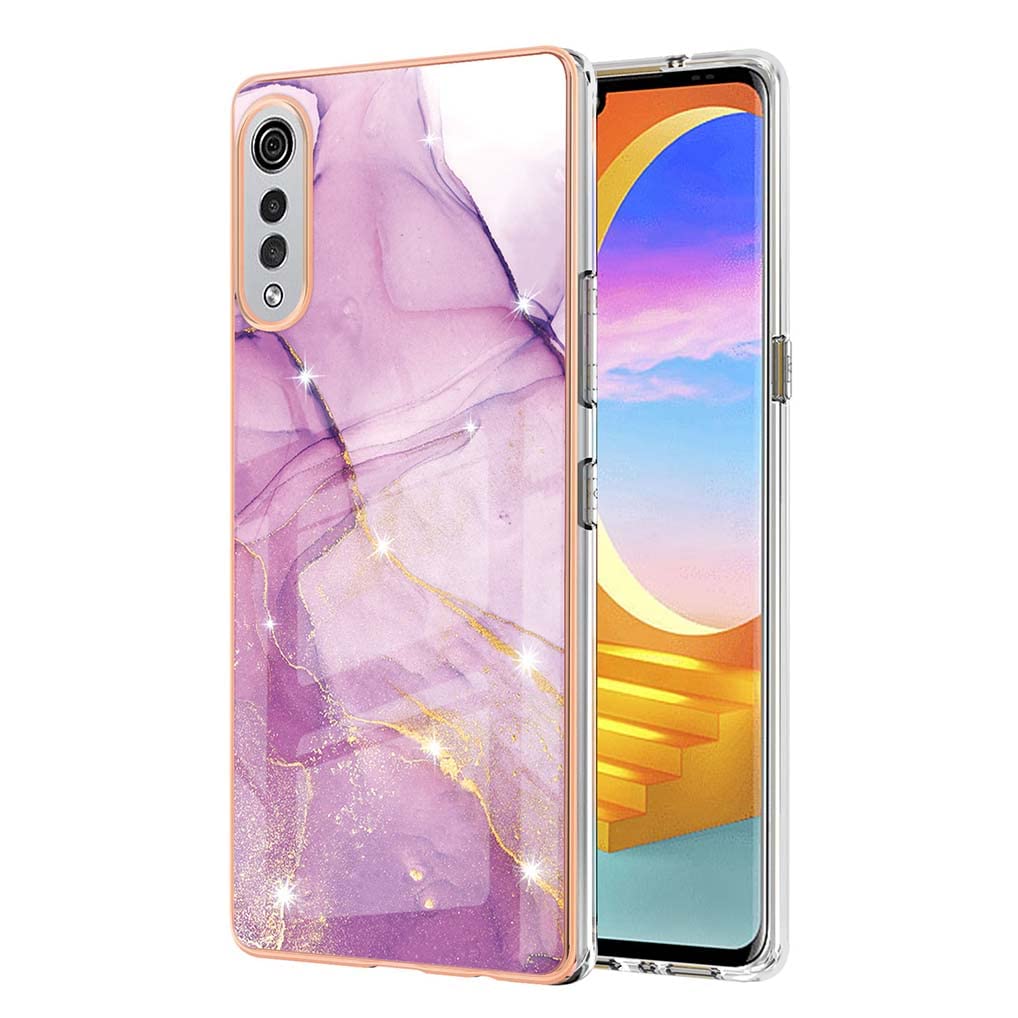 SEAHAI Cover per LG Velvet 5G/4G, Custodia Protettiva Ultra Sottile ed Elegante in Silicone TPU Flessibile, Glitter Modelli Colorful Cover Antiurto Case - Viola Chiaro