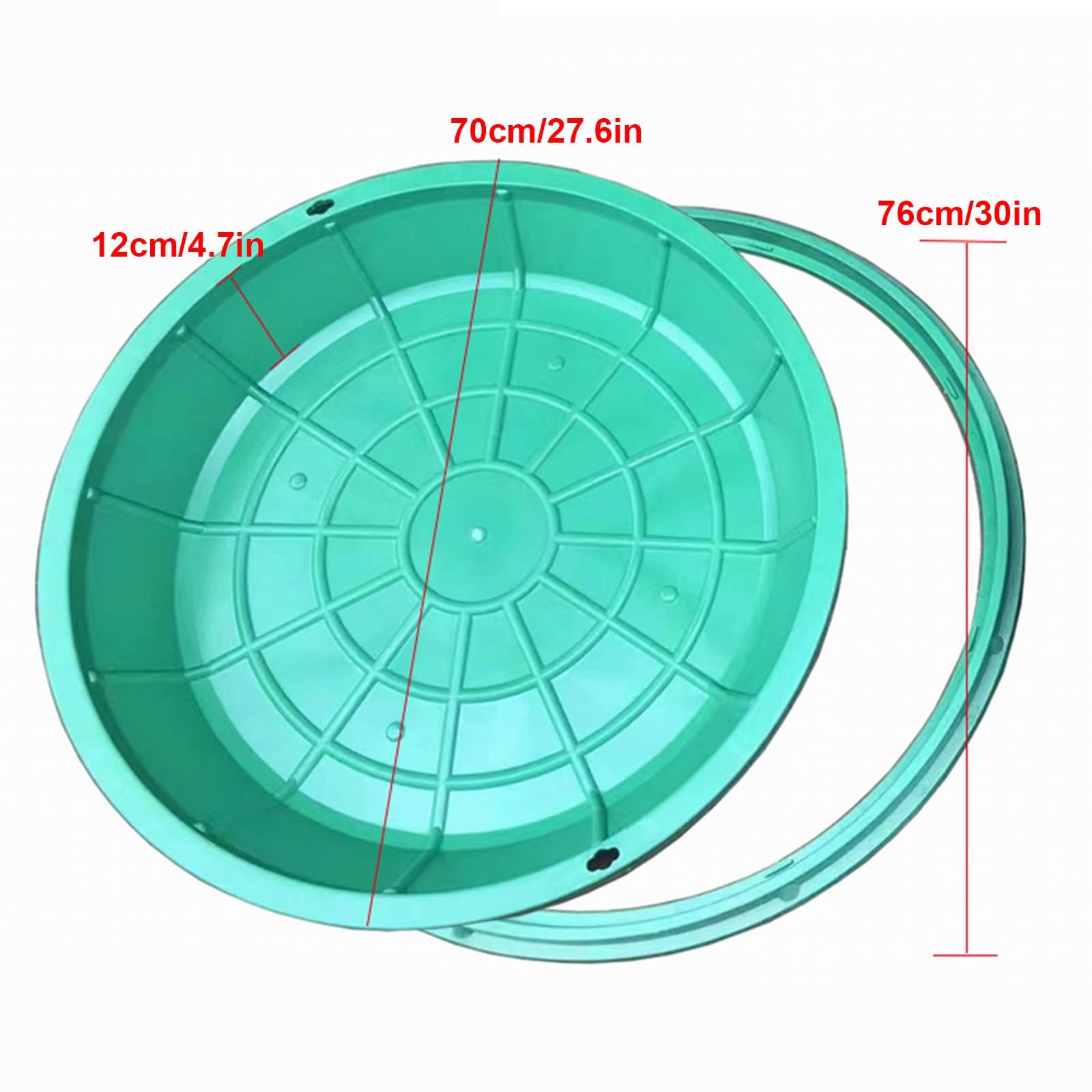 Coperchi Pozzetti in Plastica, Chiusino Pozzetto per Fosse Settiche con Base, Tombino per Fognature in Vaso D'erba per Giardini, Prati e Cortili(70 * 12cm/27.6 * 4.7in)