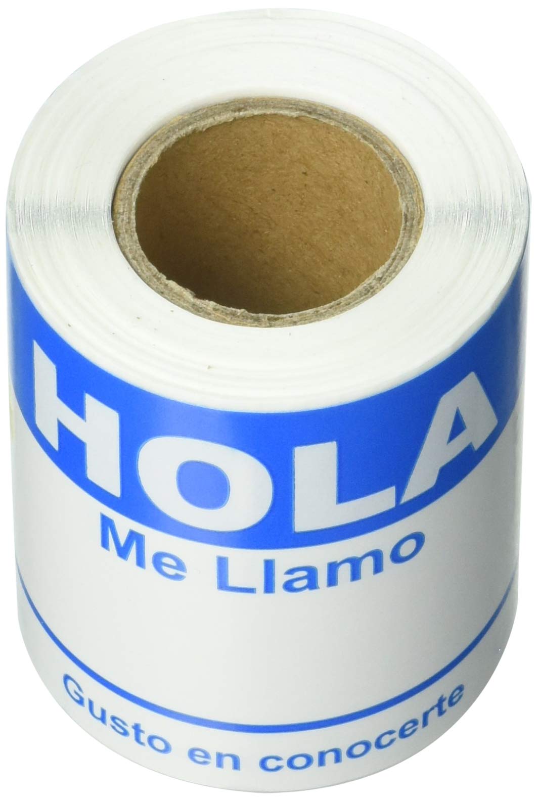 Spanish Name Tags (4 x 2.3 inch, Blue - 100 Labels) Hola, Me Llamo Badges Stickers for Events, Reunions & Meet and Greets - Fabric Safe