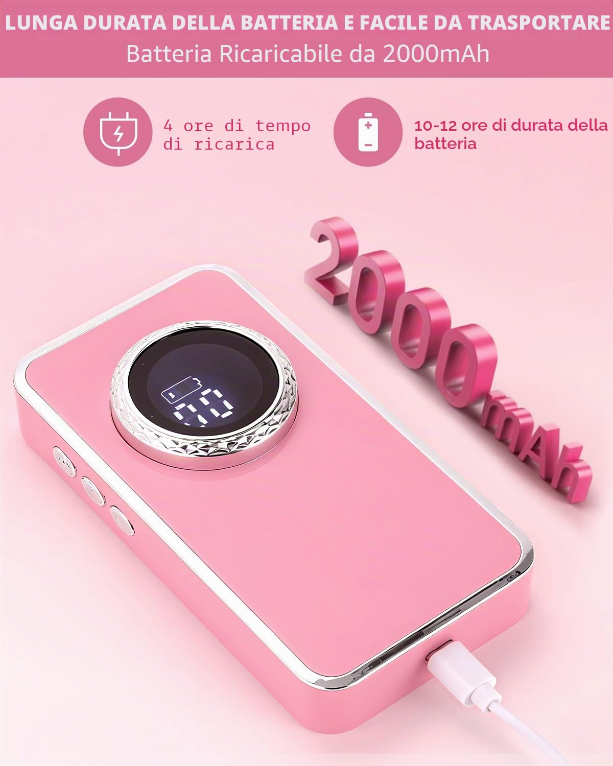 Fresa per Unghie Professionale 50000 Giri,Lima Elettrica Portatile per Unghie,Lima per Unghie Elettrica con display LCD,Set Manicure Elettrico per unghie in gel per Casa Salone