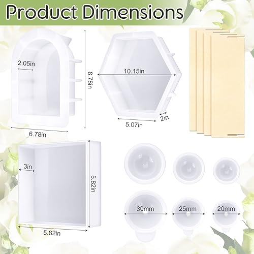 Miniatura 9 de 3 moldes grandes de silicona para moldes cuadrados profundos de resina moldes hexagonales de silicona para sujetalibros de corazón molde de resina