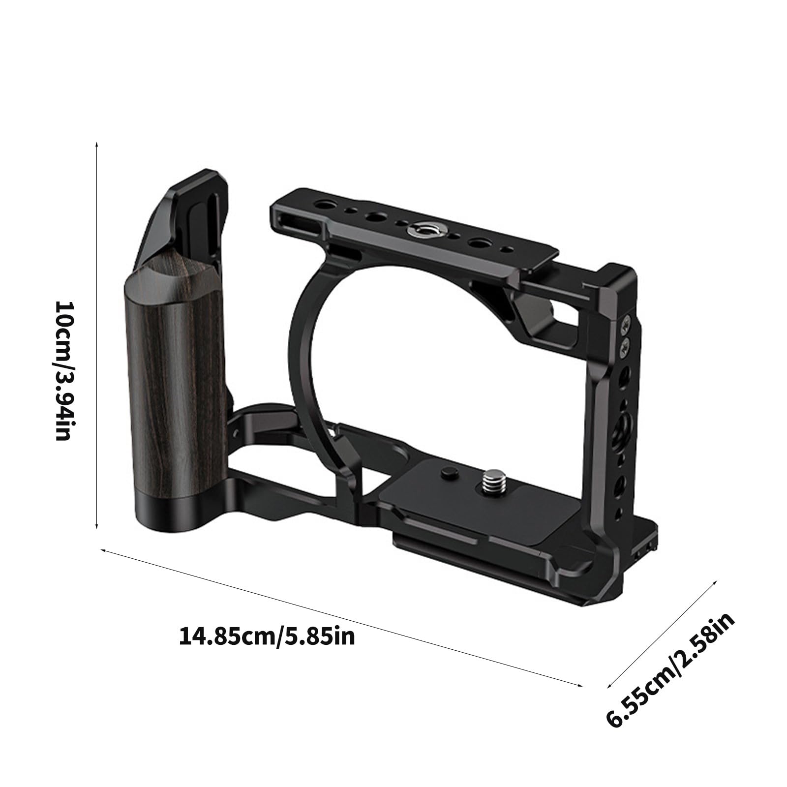 Gabbia per fotocamera professionale con manico in legno, Silver