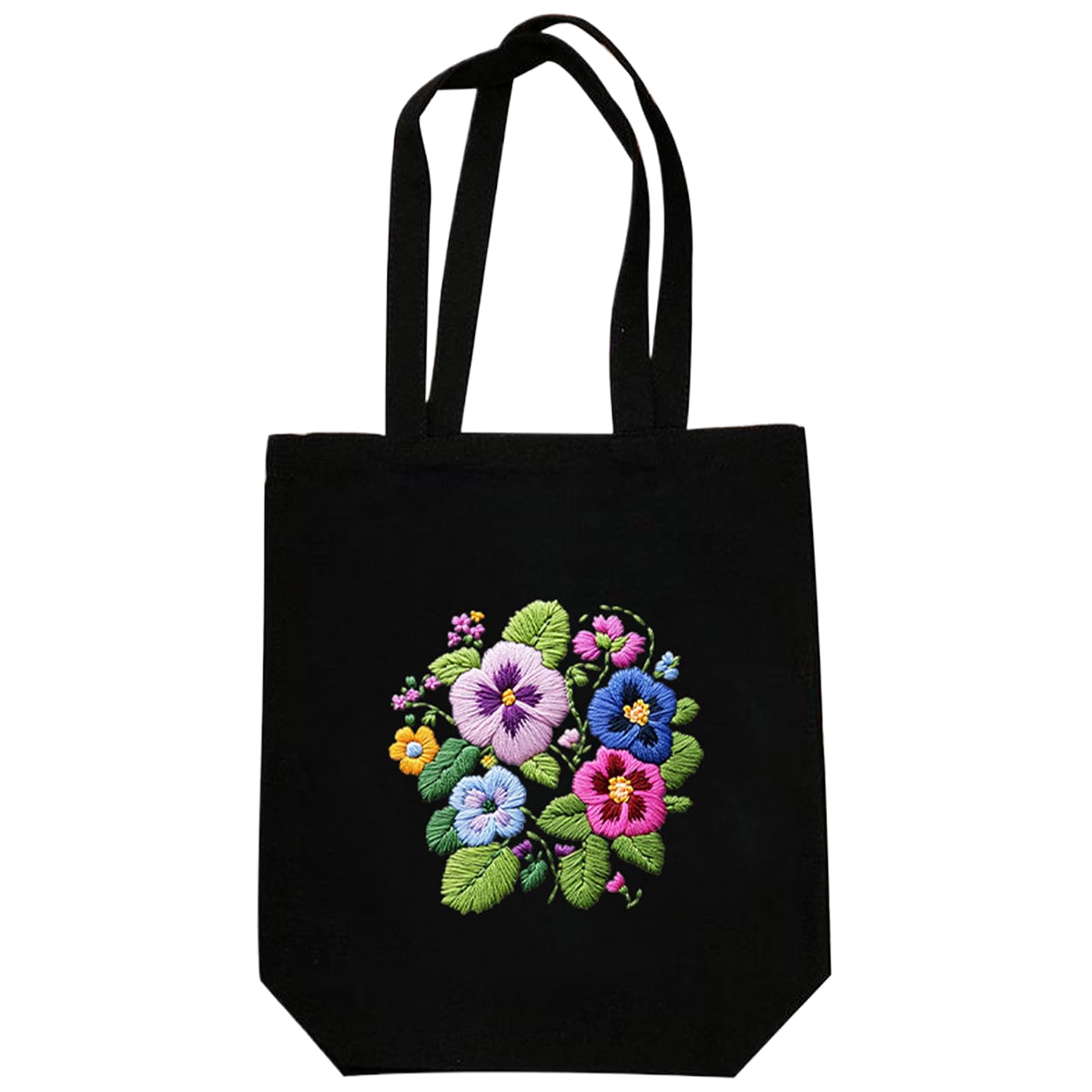POETRYDRAW Pansy Blooms Canvas Tote Embroidery Kit with Hoop Frame DIY Handbag & Sewing Materials 12.5x14.4in (Pansy) - UK