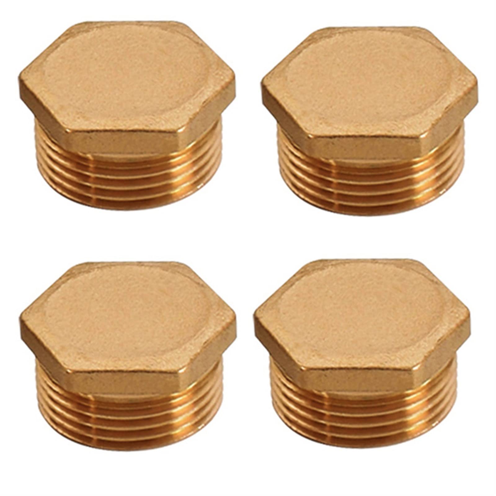 Bouchon laiton 3/8 mâle à tête hexagonale pour raccordement de tuyau cuivre en lot de 4 pièces