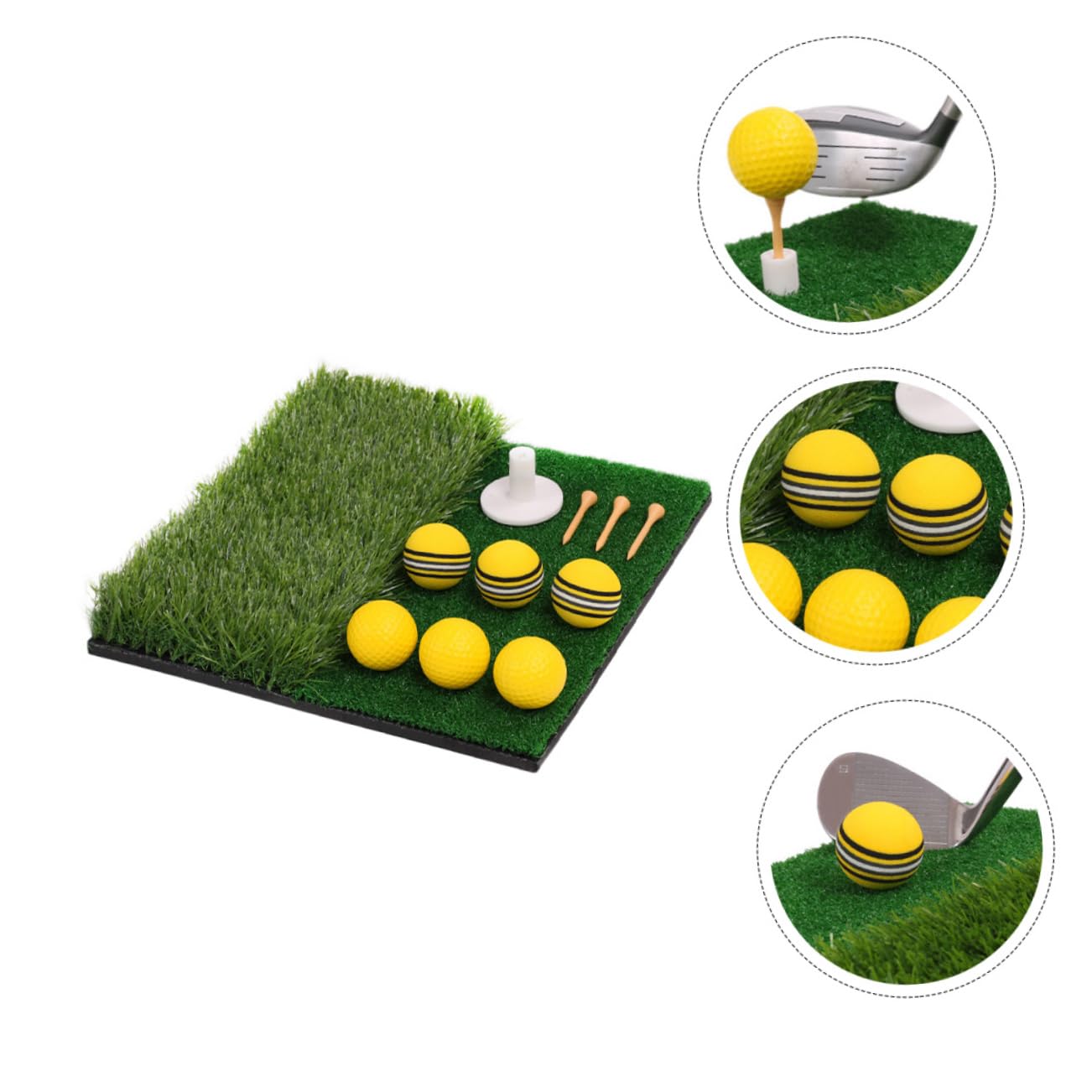 YARNOW Golfing Hitting Mat Home Practice Pad Golf Training Equipment Artificial Swing Mat Long Short Grass Pp Nylon Grass Material Non-Slip