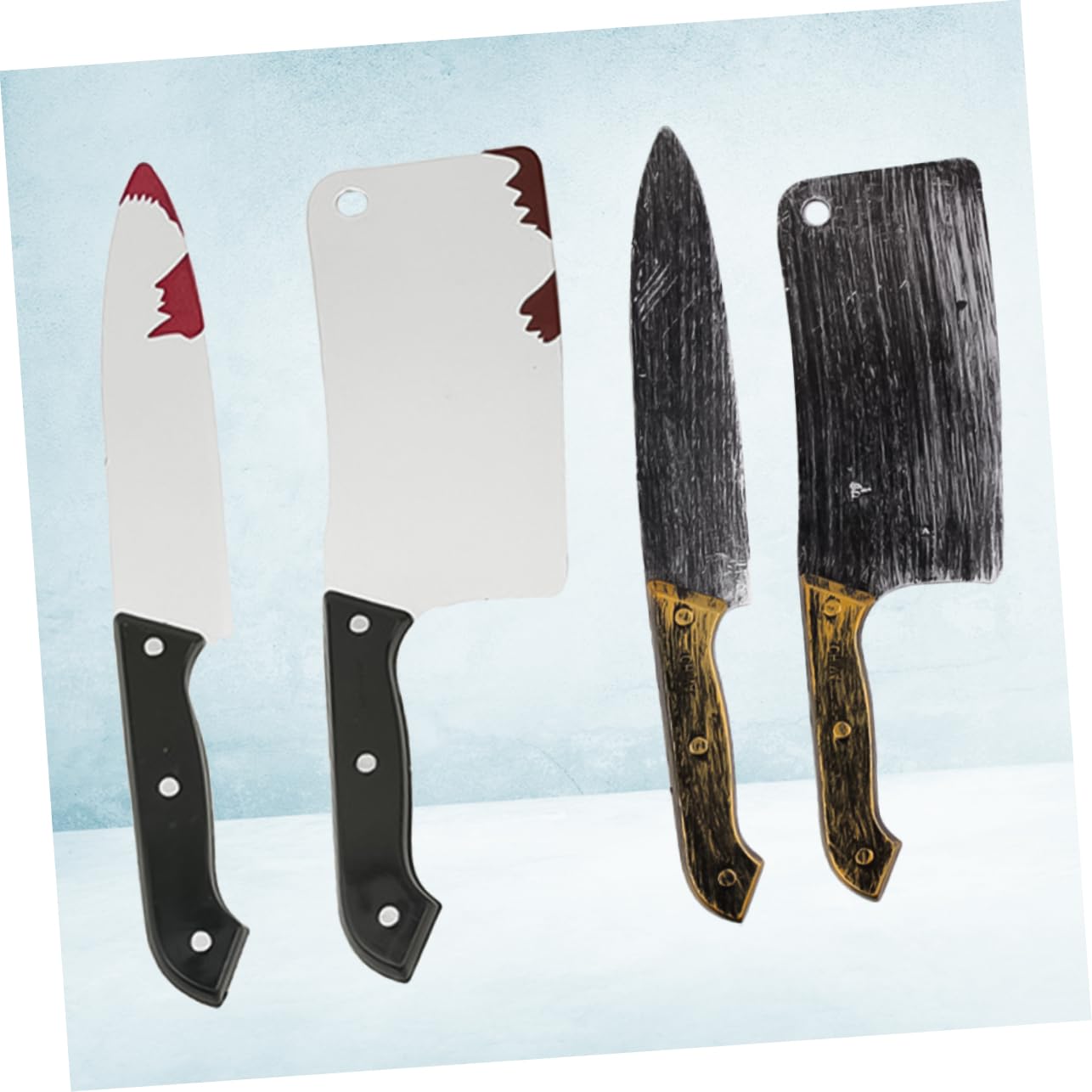 SOLUSTRE 12 Stück Teiliges Halloween Cutter Set Fake Cutter Requisiten aus Kunststoff mit Bluteffekten Gruselige Dekoration für Halloween und Festivals Spaßige Performance Requisiten
