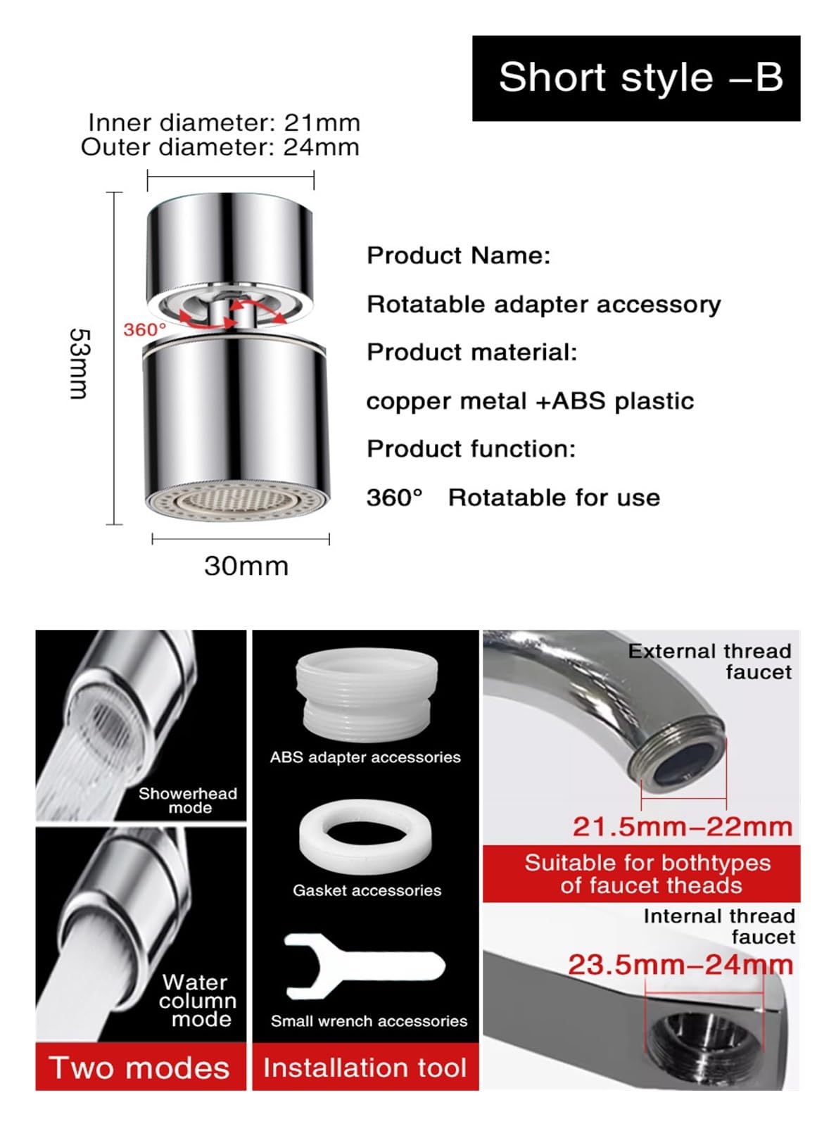 Cabezal rociador for grifo de cobre con giro 360°