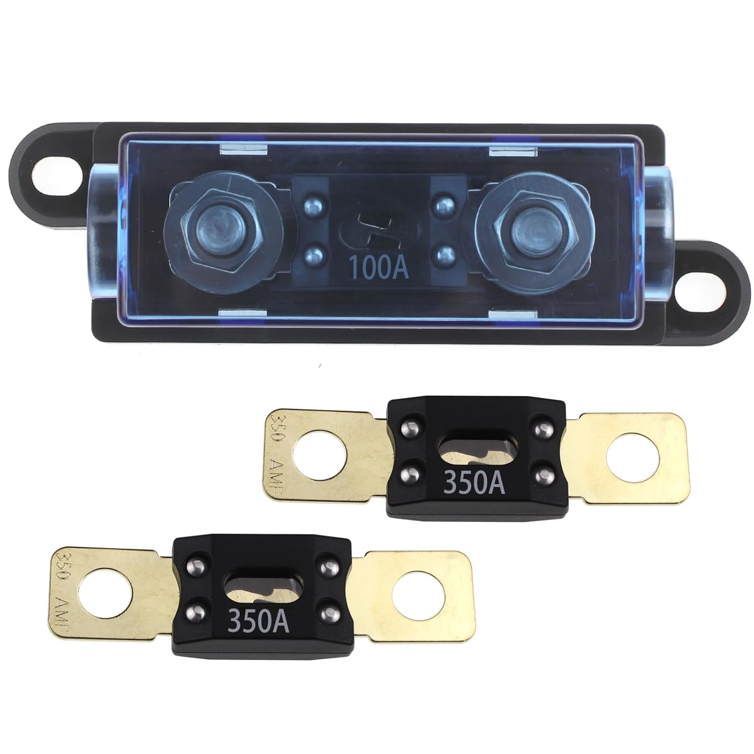 RKURCK Mega/AMG Fuse Holder, Bolt Down 350A M8 (2 Pack 350A Fuses + 100A Holder) - Image 2