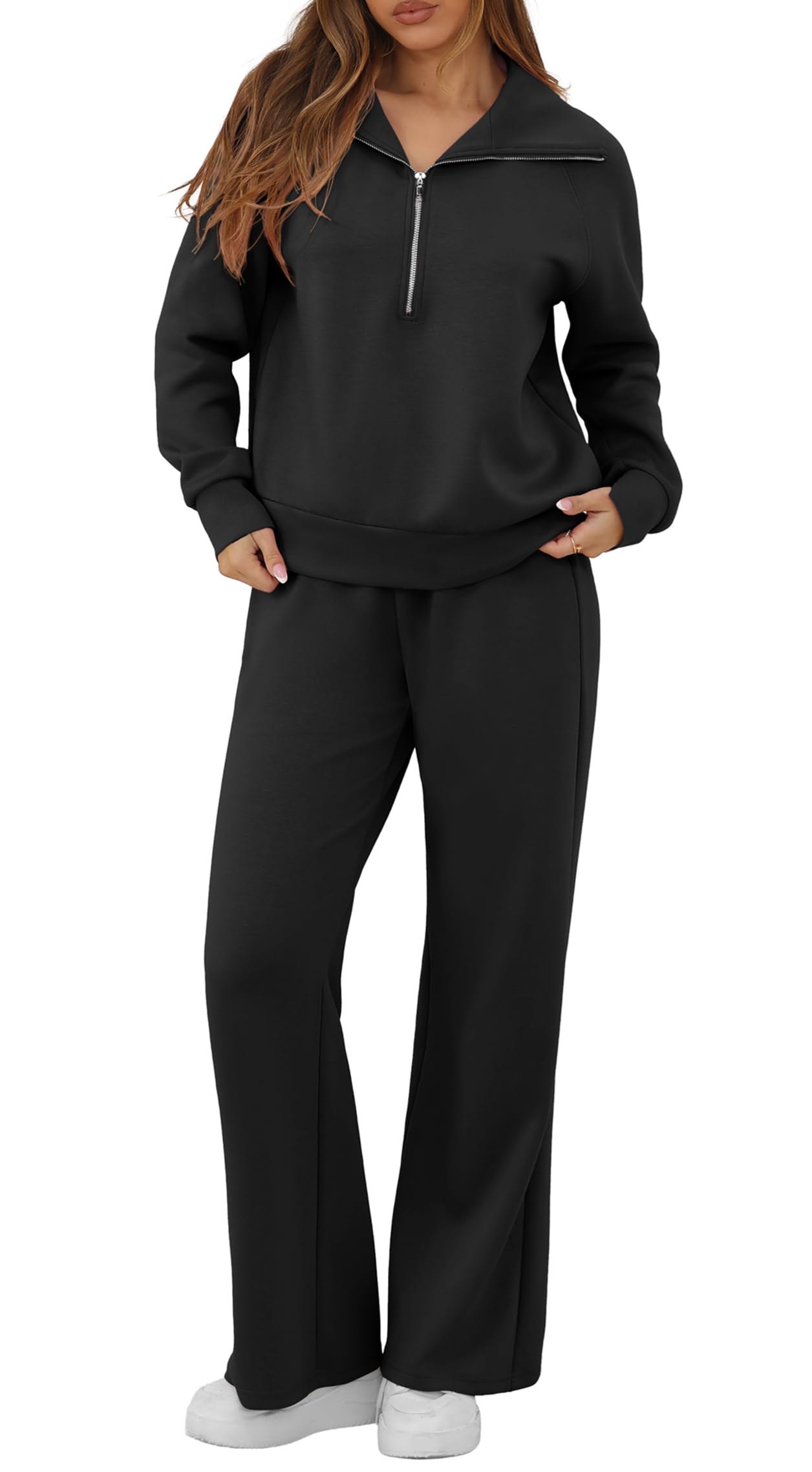 GRECERELLE Tracksuit Womens Full Set Autumn Lounge Wear Sets for Women Activewear Two Piece Outfits Long Sleeve Half Zip Casual Pullover Tops and Jogging Bottoms with Pockets