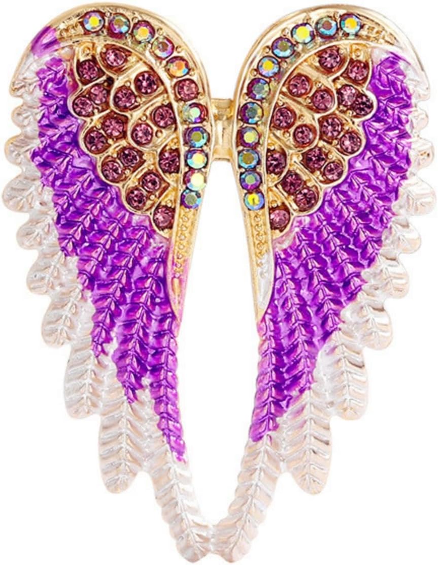 Angel Wing Crystal Brooch Pins for Women Men Vintage Enamel Colorful Guardian Fairy Wings Sparkly Rhinestone Lapel Pin for Birthday Party Dress Coat Suit Hat Bag Clothes Fashion Jewelry Accessories image 5