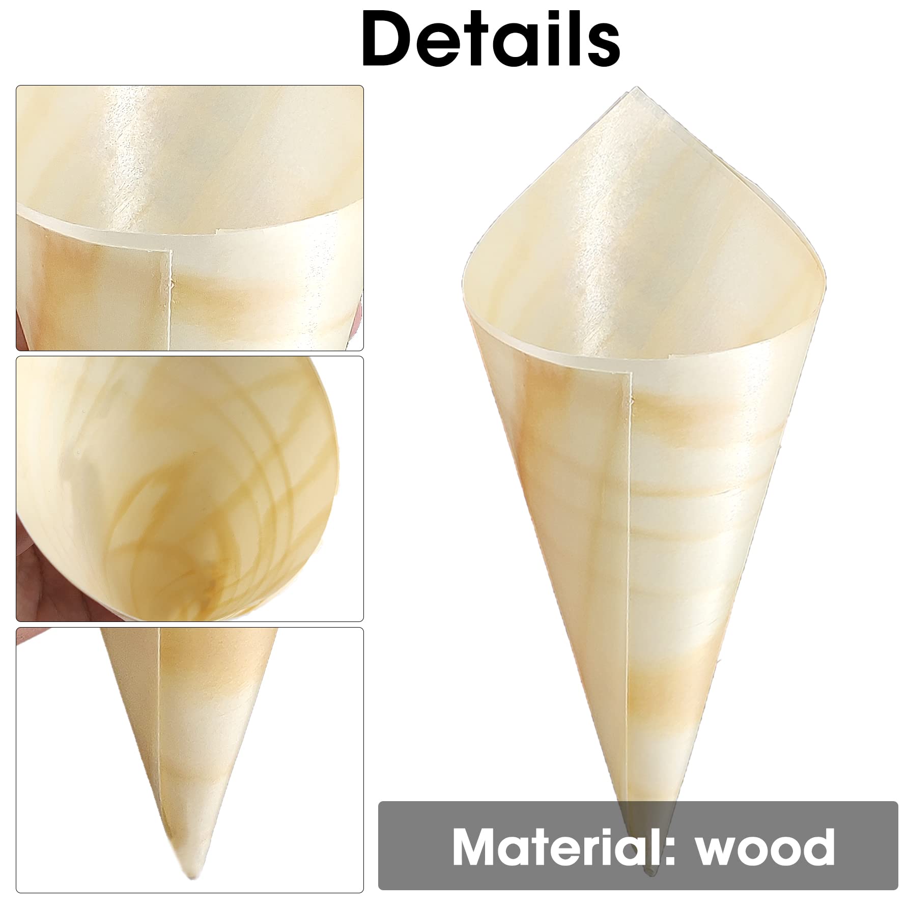 Coni Finger Food In Legno Di Pino - 50 Pezzi, 7x19.5cm, Per Eventi E Catering - Foto 2