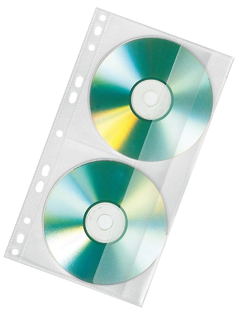 VELOFLEX 4356100 - CD/DVD-Doppelhülle, PP-Folie, für 2 CDs, passend für Ringbücher DIN A4, transparent, 100 Stück