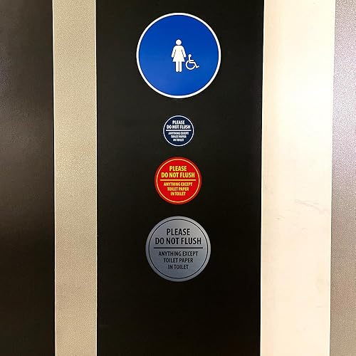 Miniatura 2 de Signs ByLITA Circle Please Do Not Flush Anything Except - Letrero de pared o puerta de papel higiénico - Cinta adhesiva de espuma de doble cara