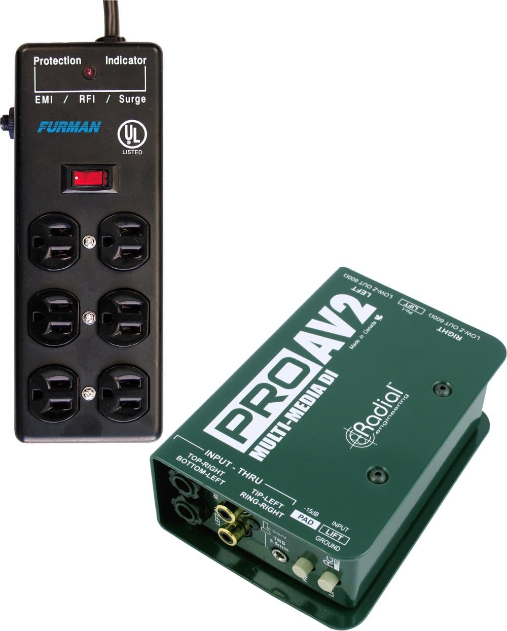 Radial Engineering Radial-Furman PROAV2 DI Box SS-6B Surge Block Bundle
