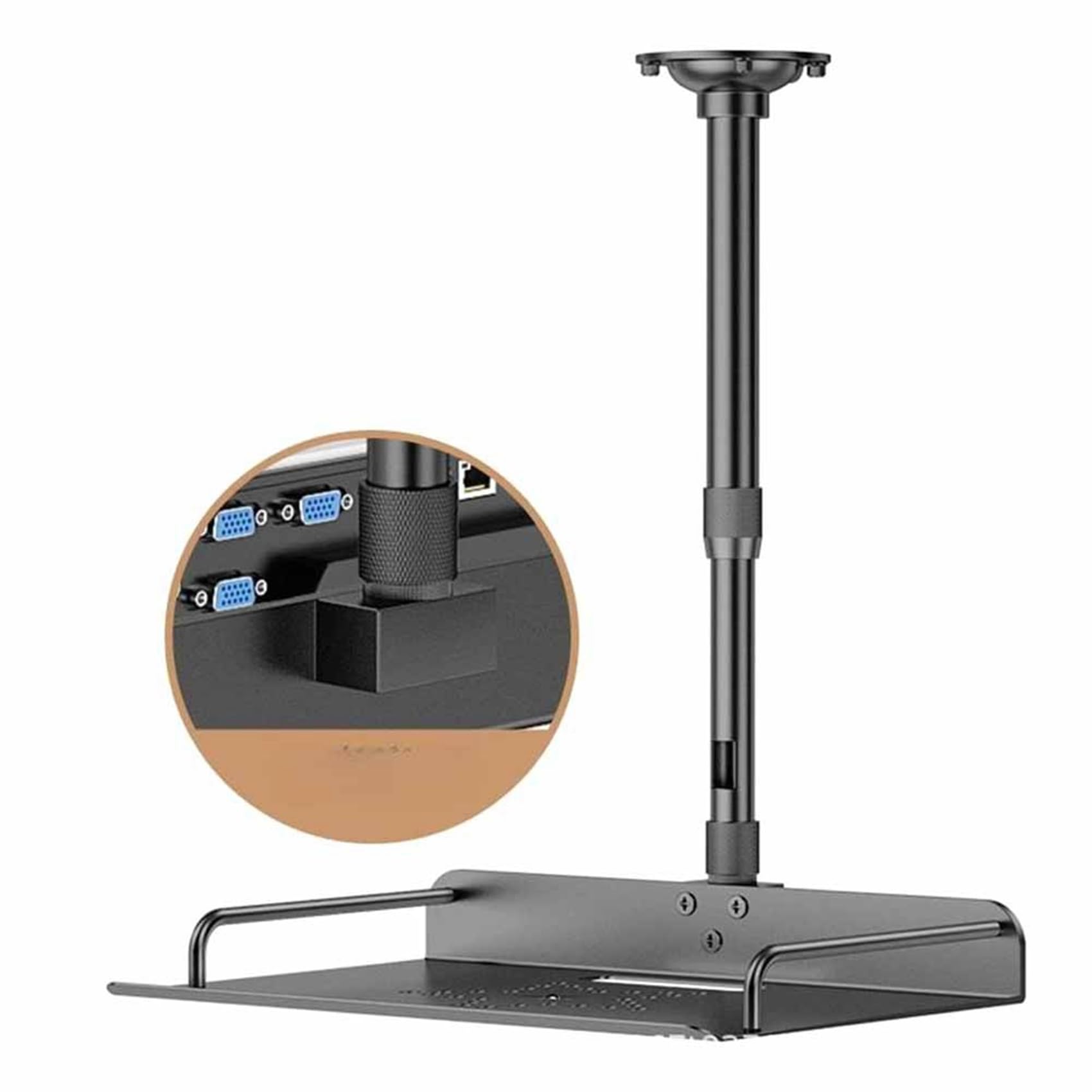 Supporto da soffitto per proiettore con vassoio di fissaggio a parete per telecamere e proiettori, ideale per videoconferenze e ufficio a casa. Regolabile da 40 a 80 cm.