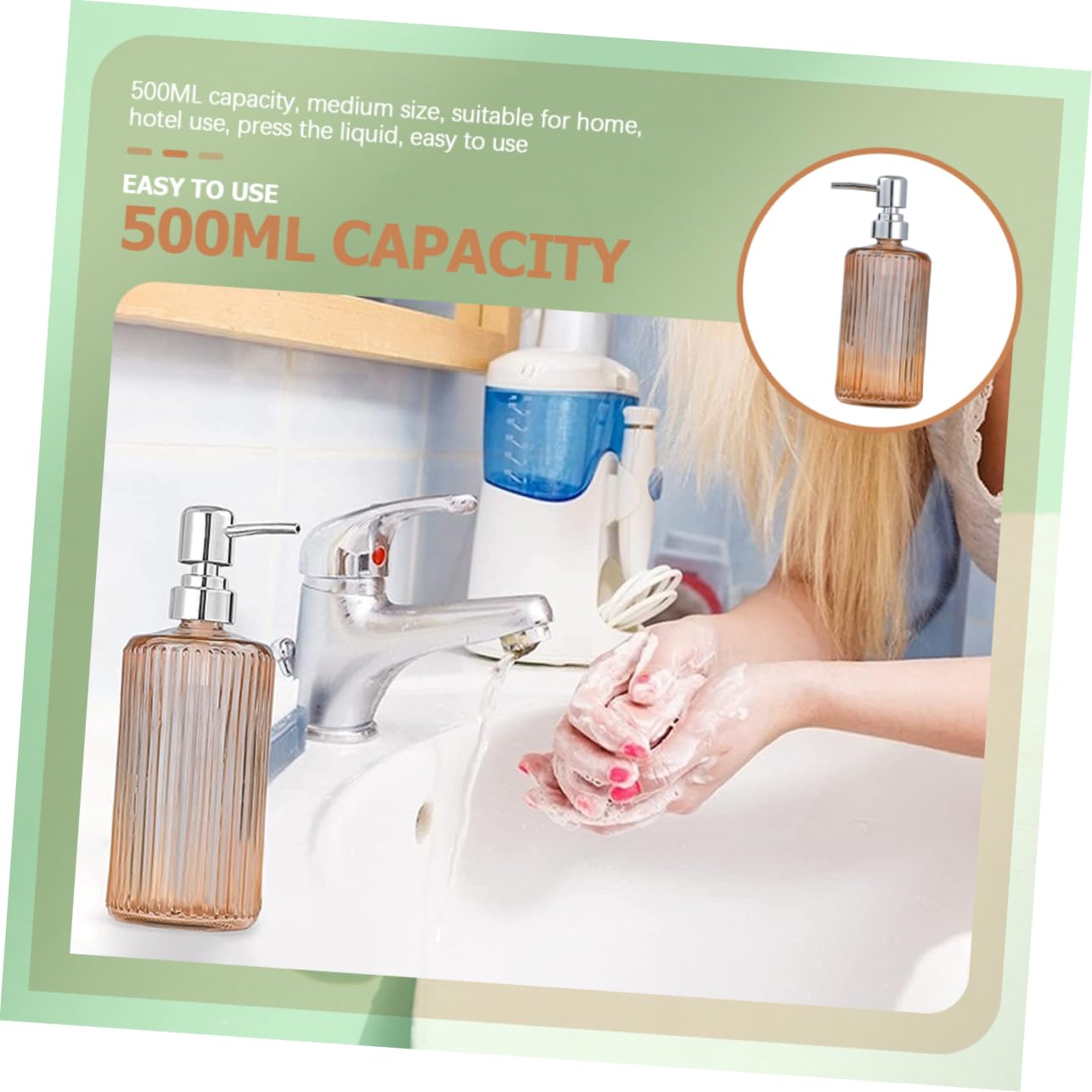 Cabilock 3piezas Dispensador De Jabón De Vidrio Bomba De Recipientes Reutilizables para Jabón Champú y Esenciales Decoración Moderna para Baño y Cocina Transparente
