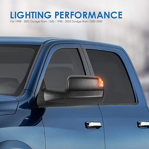 Miniatura 34 de MOSTPLUS Espejo de remolque con calefacción eléctrica compatible con Dodge Ram 1500 2500 3500 1999 2000 2000 2001 2002 con telescopio Manul