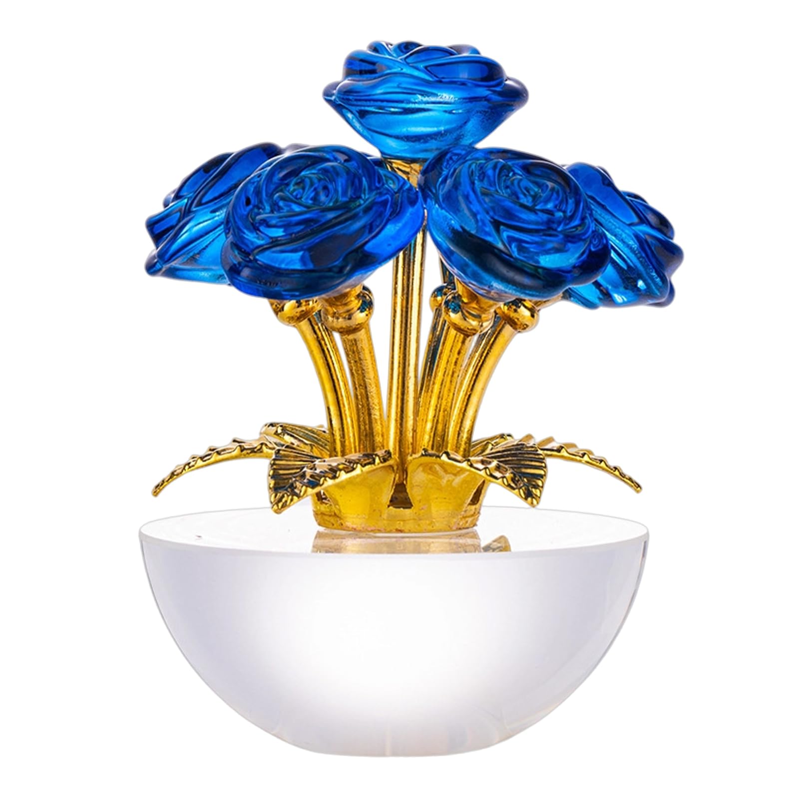 Kaeltsyn Delicate Crystal Glass Rose Everlasting Sculpture Modern Decoration Desk Addition for Shelves and Tables Sphere Rose Decors