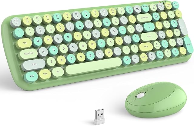 KNOWSQT Light Green Wireless Keyboard and Mouse Combo