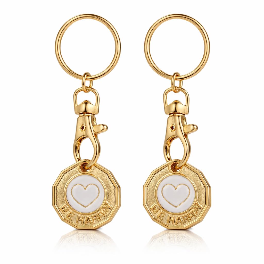 PREMIUM 2Pk TROLLEY COIN KEY RING UK SET Shopping Trolley Token Keyrings | Trolley Tokens for Supermarket | New Pound UK Coin | Locker Coin