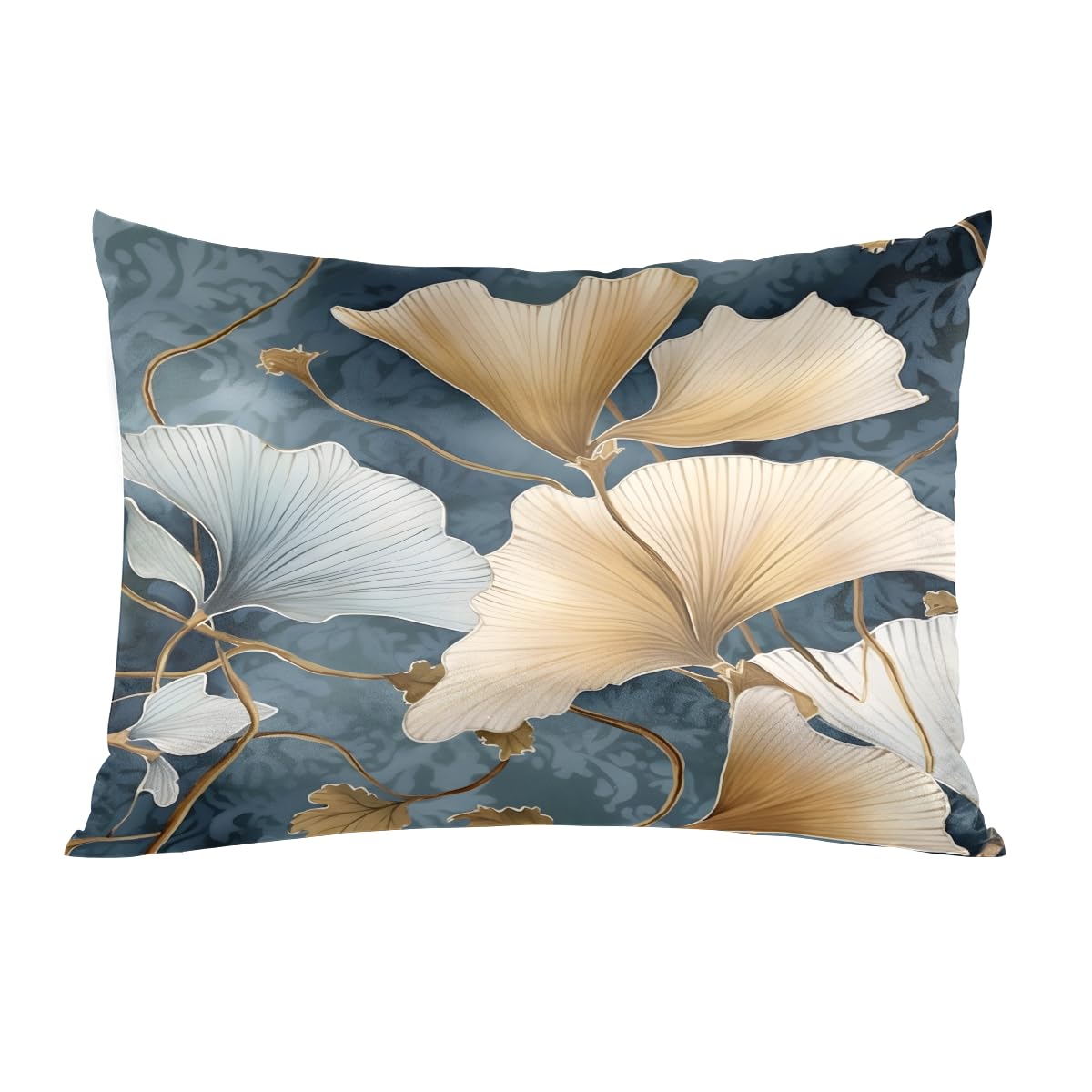 Satin Pillowcase for Hair and Skin, Ginkgo Leaf Soft Silk Pillowcase Queen Size Pillow Cases, Slip Cooling Satin Pillow Cover with Envelope Closure (20x30 Inches)
