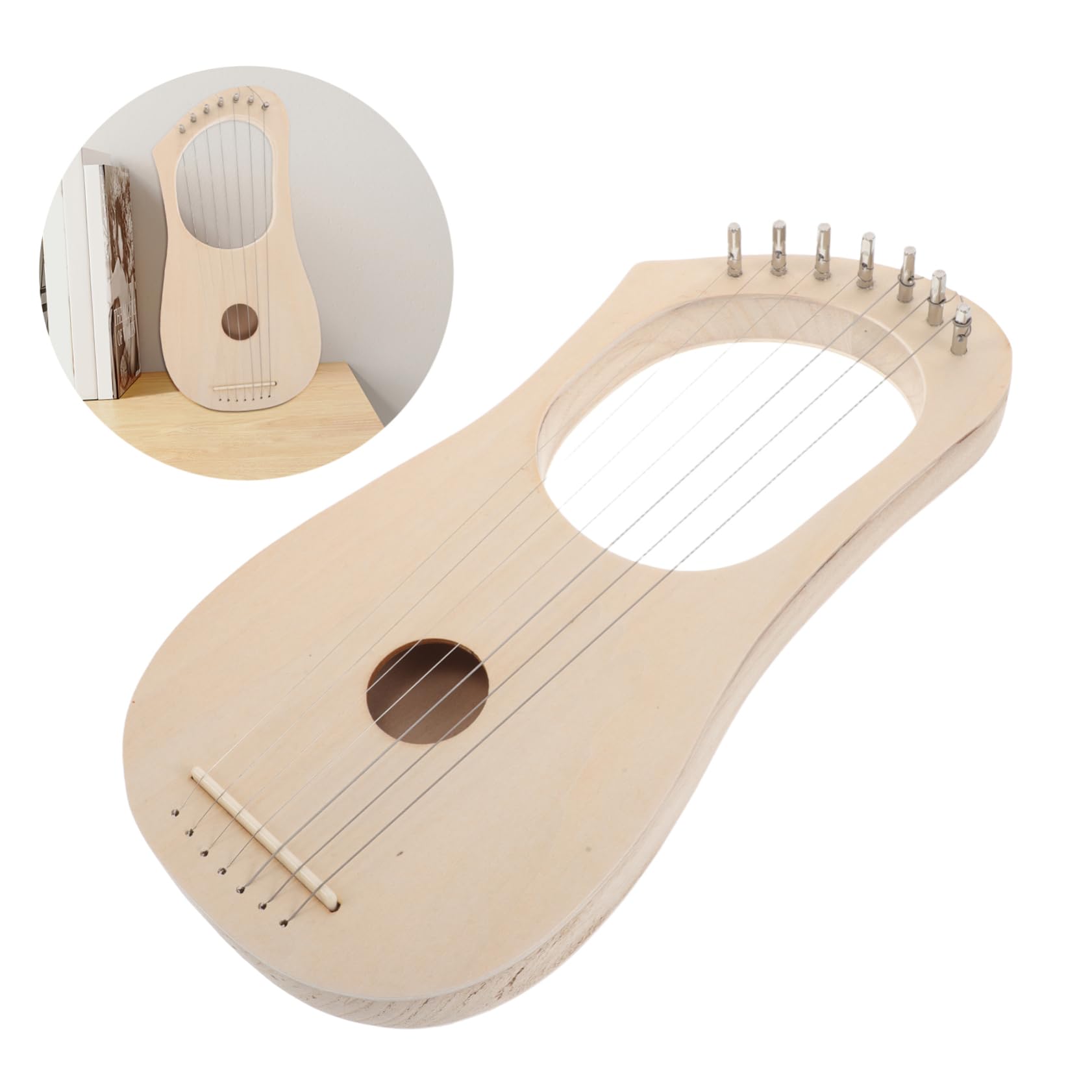 HANABASS Kit Fai da Te Arpa Lira in Legno con 7 Corde, Facile da Assemblare, Design Unico, per Principianti e Intrattenimento Familiare