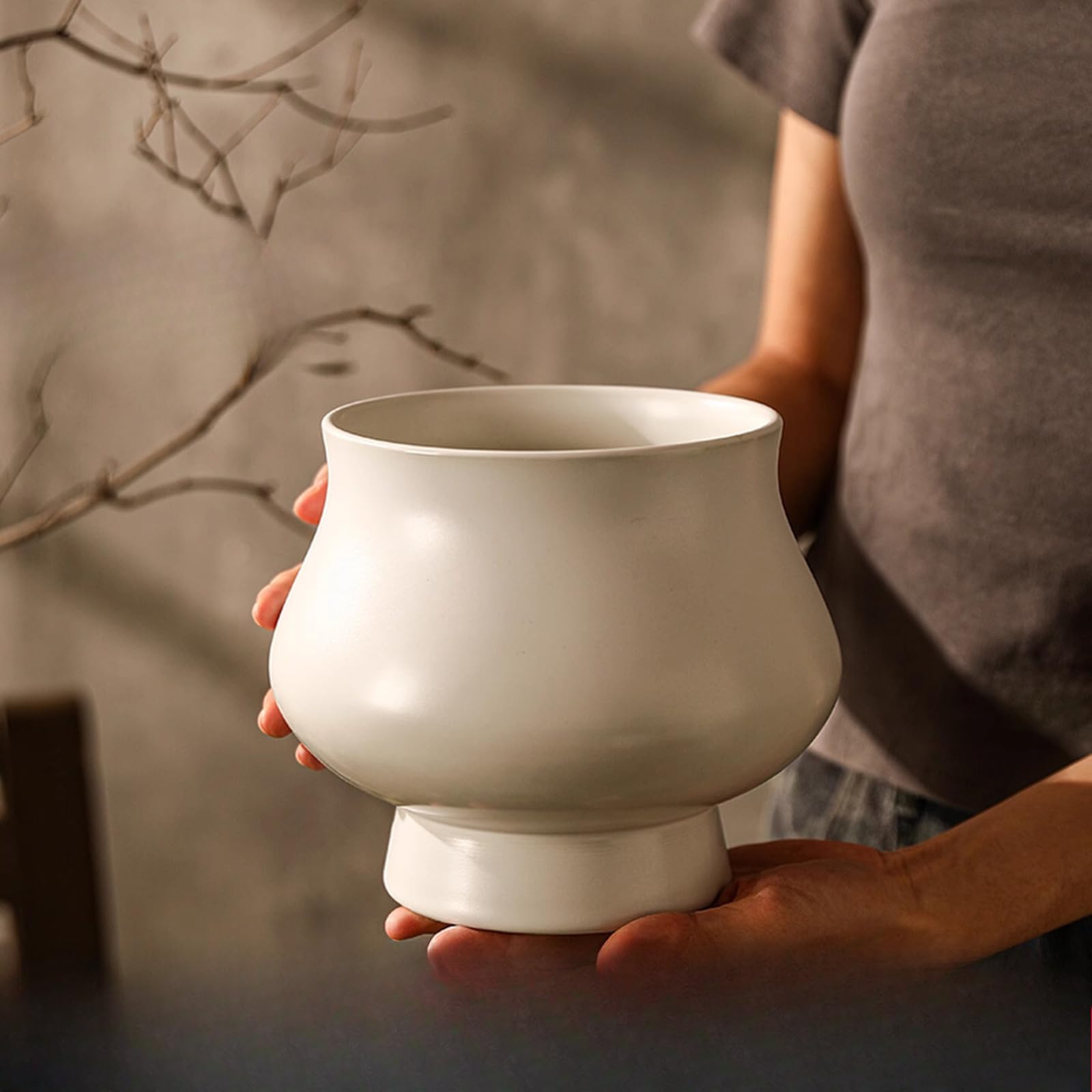 Plante verte sublimée : pot de fleurs en céramique 19 cm pour style salon cosy