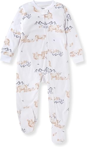 Burt's Bees Baby Boys Fleece Sleeper Pajamas, One-Piece Zip-up Footed PJ, Soft Recycled Microfleece
