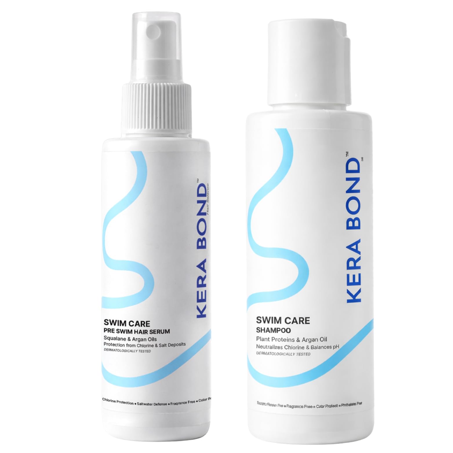 KERA BOND Hair Science Swim Care Combo, For Swimmers | For Chlorine & Hard Water Damaged Hair | For Swimmers & Beach-Goers | Pack of Swim Care Pre-Swim Serum and Shampoo | For Rough and Frizzy Hair [100 ml + 100ml]