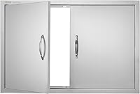 Vista 11 de VEVOR Puerta de acceso para barbacoa, 36 pulgadas de ancho x 21 pulgadas de alto, puerta de cocina doble para exteriores, puerta de acero inoxidable