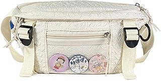 痛バッグ ボディバッグ 小さめ ウエストポーチ 痛バ 透明 缶バッジ 推し 推し活 斜めがけ 春 夏 秋 お出掛け メンズ レディース バッグ(ベージュ)