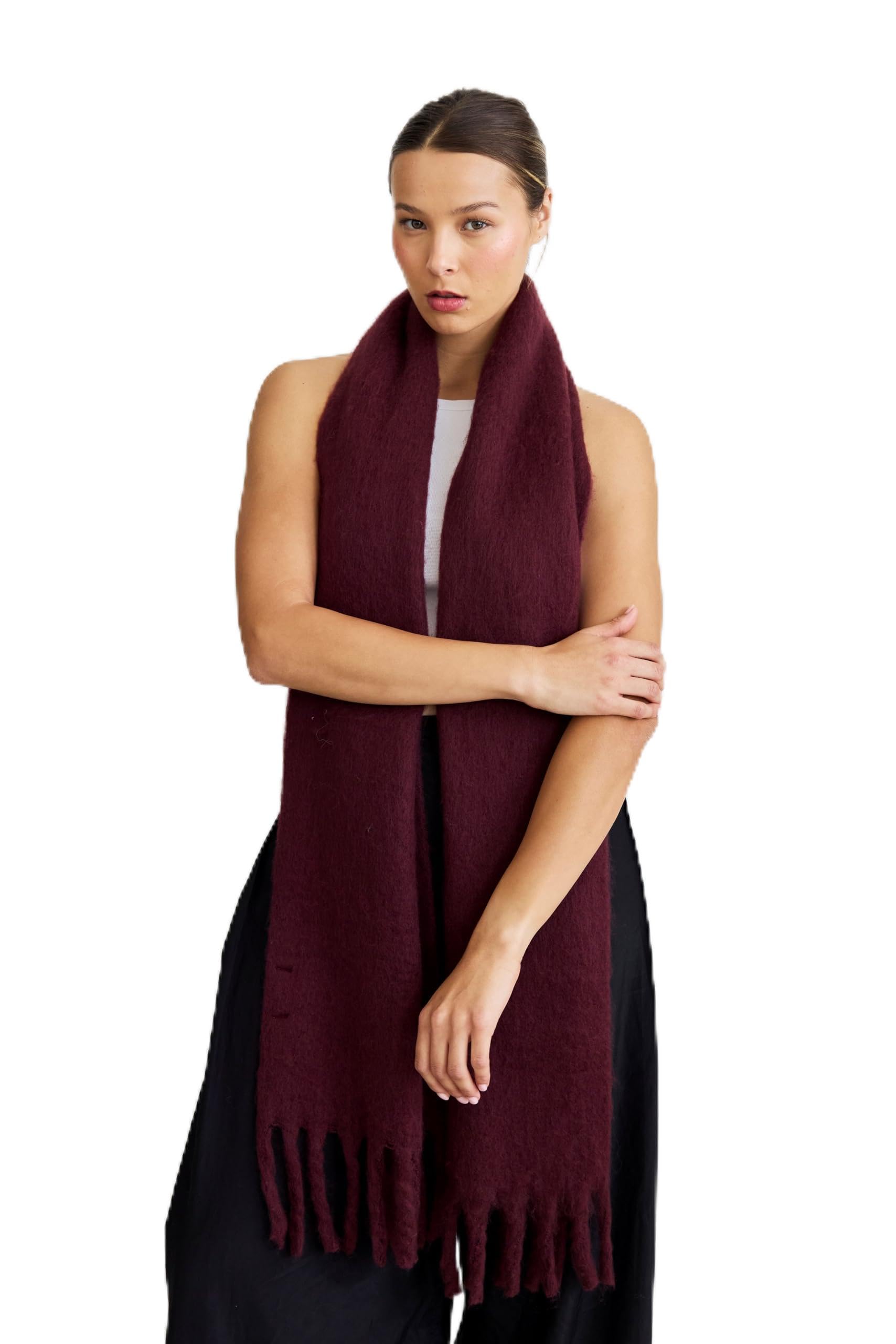 Kelp Studios Women's Cherry Plum Purple Kelp Winter Scarf - Warm Cozy Neck Warmer For - 100% Recycled Polyester - Scarves For Cold Weather & Blanket
