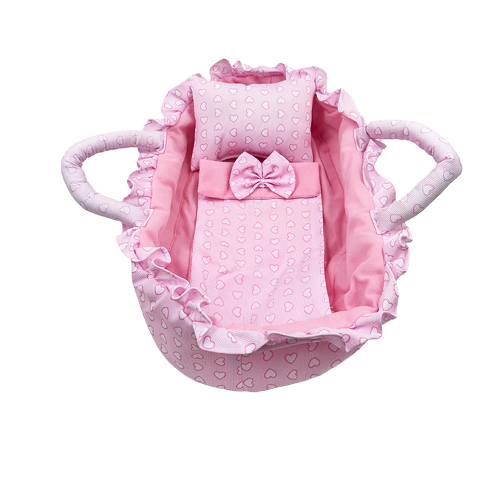 HGENAHGTF Portable Doll Bed for 12 Inch Baby Dolls Comfortable Bedding Polyester Fabric and Handles Imaginative Play Doll Cot