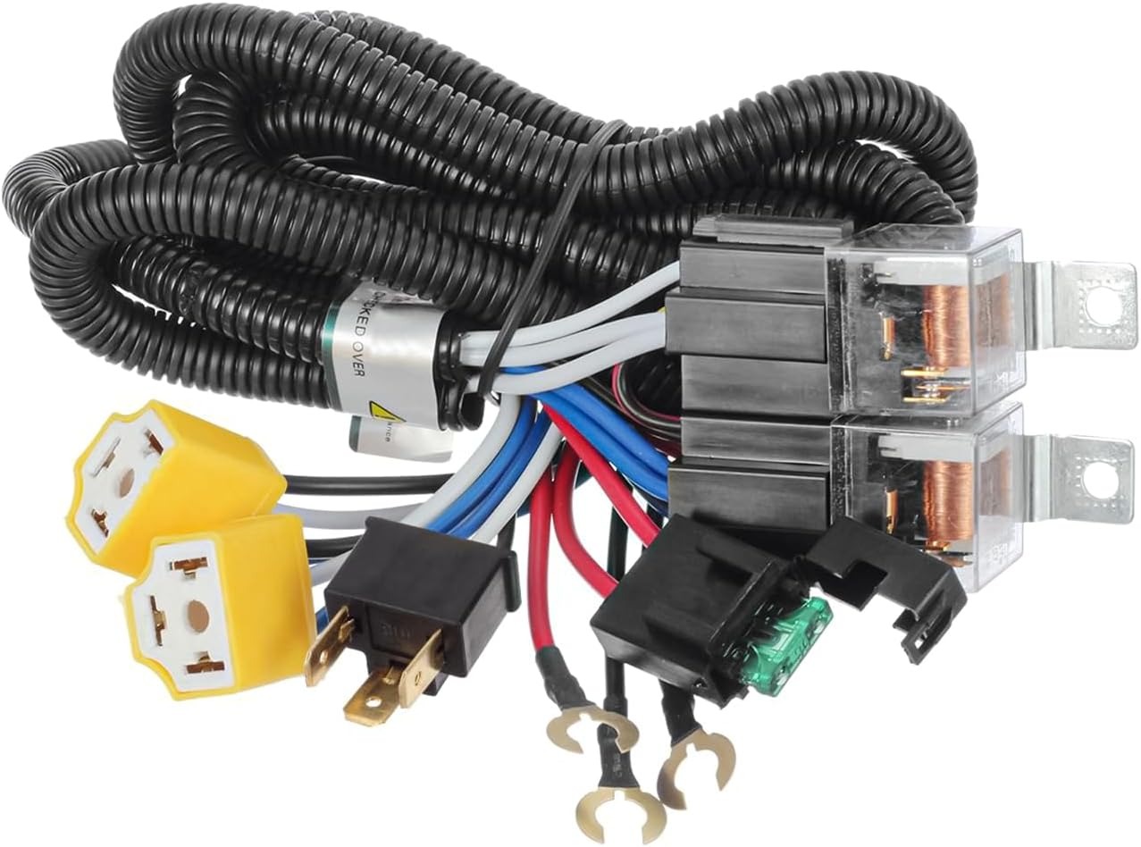UNISHINE H4 Relay Harness H6054 LED Headlight Wiring Harness, 1 Set 2headlight