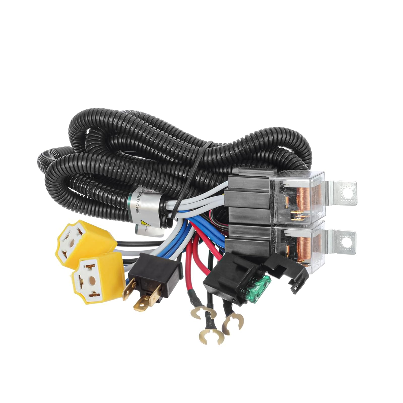 UNI-SHINEH4 Relay Harness H6054 LED Headlight Wiring Harness, 1 Set 2-headlight Wiring Harness Kit for 7x6 5x7 Led Headlight Compatible with To-yota 95-97 Tacoma 88-95 Pickup Fix Dual Ground Problem