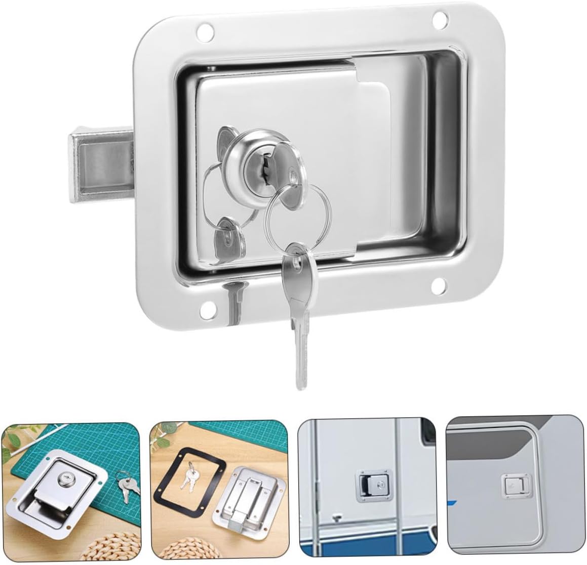 Stainless Steel Paddle Lock Latch Set of 2 for RV and Trailer Box Heavy Duty Flush Mount Door Lock for Vehicle Supply and Truck Toolbox