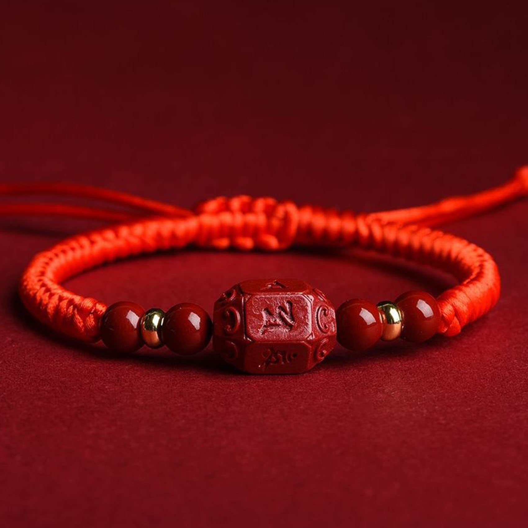 Feng Shui Pixiu Pulsera Pulsera de hilo rojo Pulsera de cristal de cinabrio natural Pulsera de dijes de hebilla de armonía for mujeres Hombres Pulsera de dragón auspicioso Amuleto de riqueza, Pixiu Ci