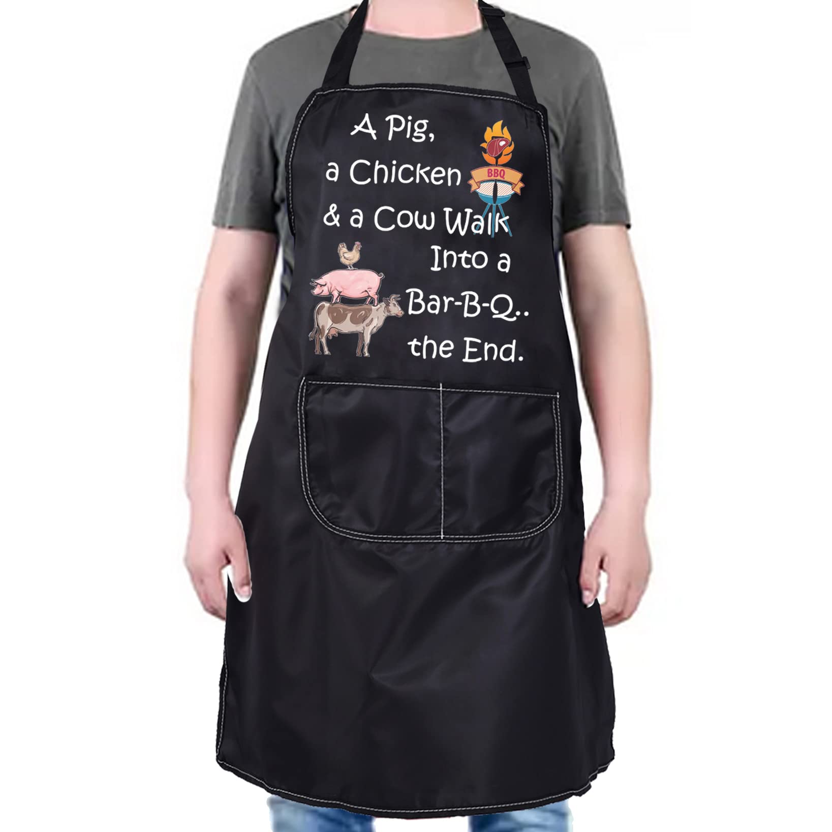 PXTIDY Funny BBQ Apron A Pig And A Chicken and ...