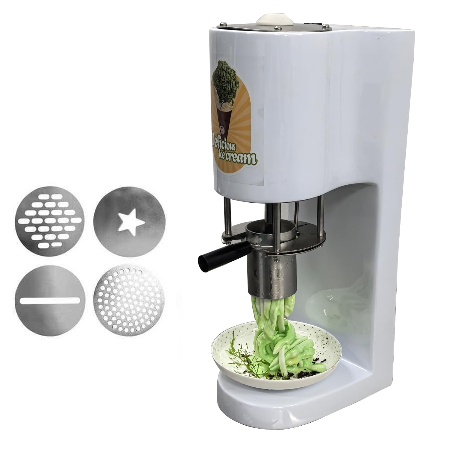 Electric Noodle Ice Cream Maker Stainless Steel 4 Interchangeable Molds Easy to Clean Ideal for Gelato Dessert Shops