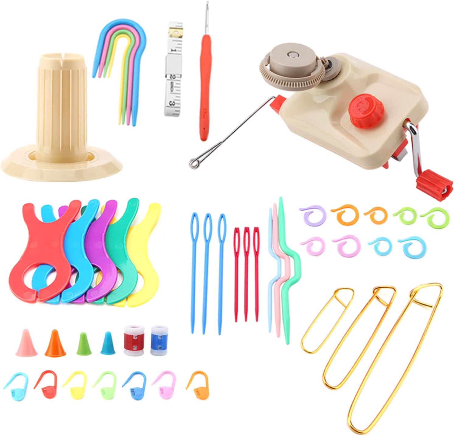 NDNCZDHC Yarn Holder Spinner 18.5×13.5×10.5cm Weaving Ball Winders with Winder Pin Counter Inch Meter Ball Winder Set