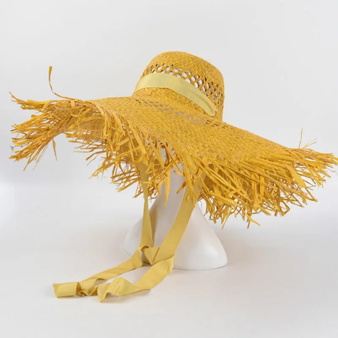 Sonnenhut Strohhut Hut Raffia Strandhüte Mit Großem Rand Für Frauen Mit Breitem Sonnenhut Für Damen Mit Hohlem Atmungsaktivem Strohhut