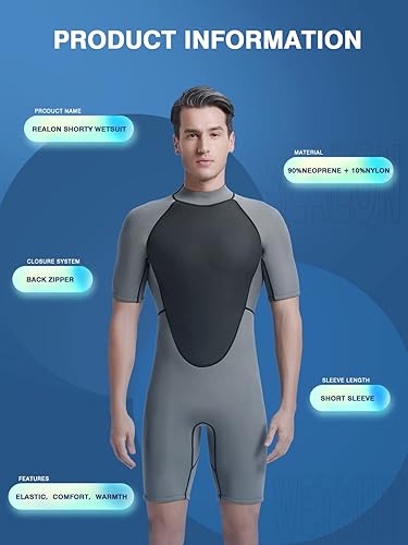 Miniatura 4 de Shorty - Traje de neopreno para mujeres y hombres, 0.118 pulgadas, manga corta, de neopreno, para surf, para adultos, para esnórquel, kayak,