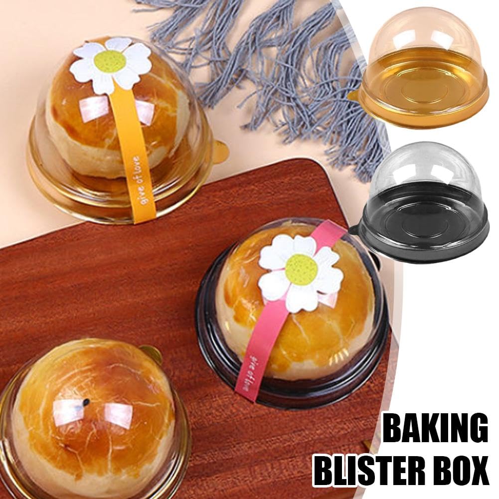Contenitori trasparenti per cupcake, 50 pezzi, 6 x 4 cm, in plastica trasparente, per muffin, formaggio, pasticceria, dessert, per matrimoni, feste di compleanno (nero)
