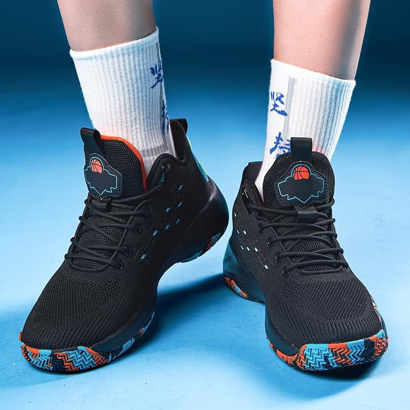 Mens Basketball Shoes Fashion Breathable Lace Up Non Slip Sport Outdoor Court Sport Training Running Walking Sneakers for Adult