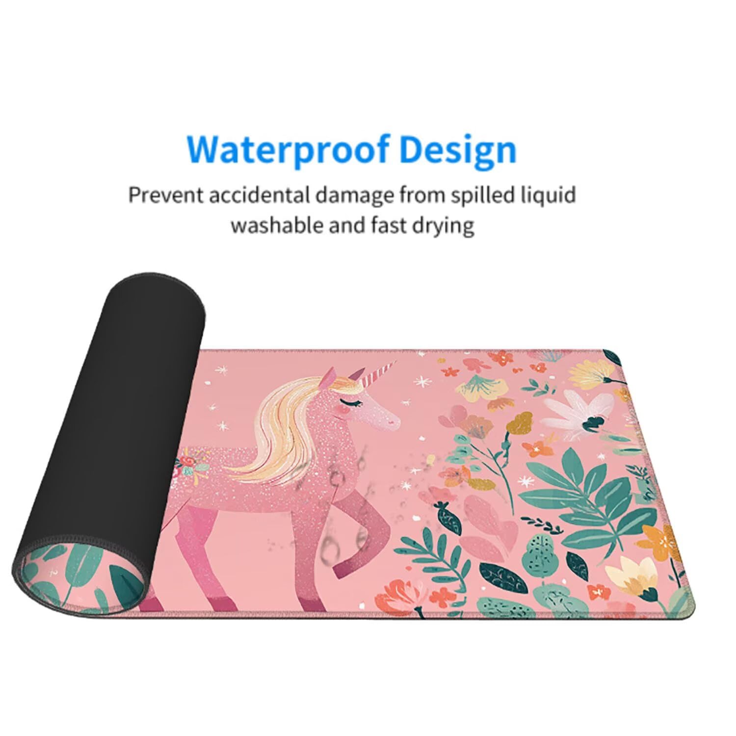 Różowa podkładka pod mysz pod mysz pod mysz do gier XXL 1400 x 600 x 3 mm podkładka pod mysz jednorożec duża podkładka pod rękę gracz akcesoria wodoodporne PC, do klawiatury laptopa w-6180