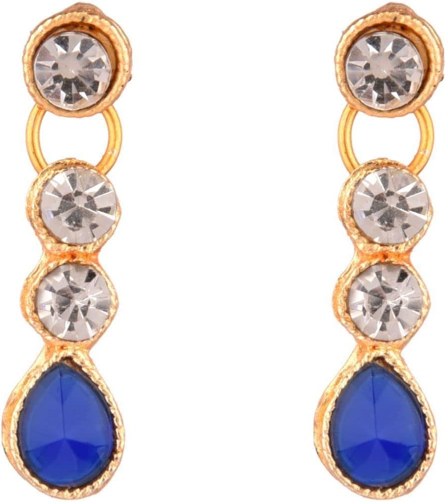 Efulgenz Crystal Choker Indian Jewelry Sets for Women Cubic Zirconia CZ Crystal Choker Necklace Drop Dangle Earrings Set Bollywood Wedding Jewellery - Image 6