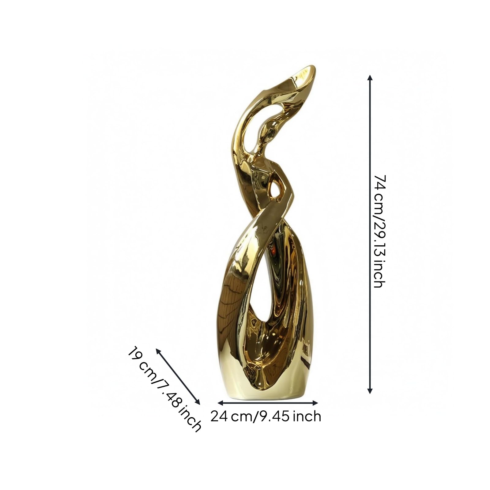 rockible Scultura Concettuale in Resina Design Astratto Statua Alta e Stretta Stile Moderno Figura Umana Concettuale per Soggiorno, Ufficio, Oro