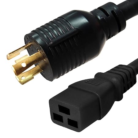NEMA L6-30P to C19 Power Cord - 8 Foot, 20A/250V, 12/3 AWG - Iron Box # IBX-4943-08M