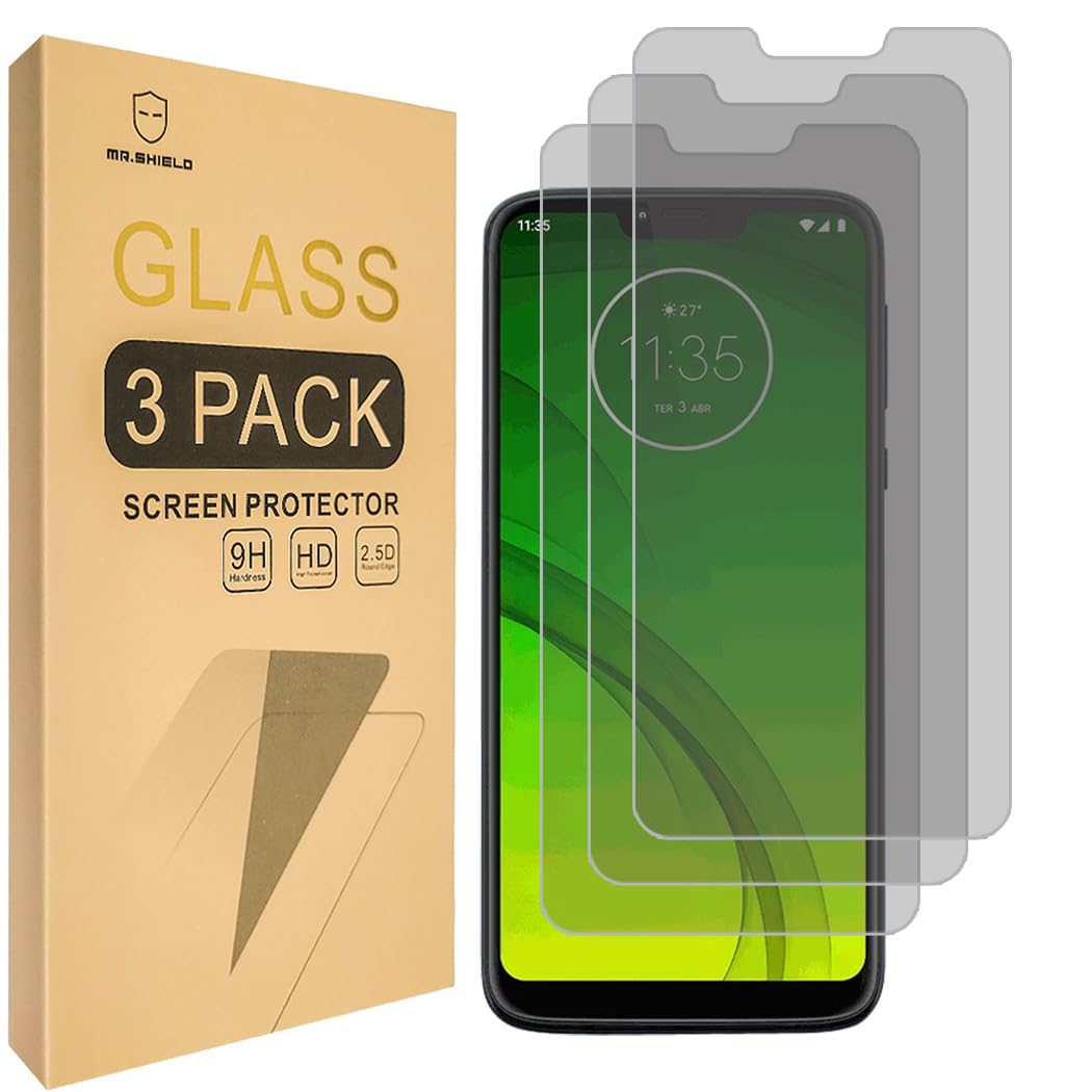 Mr.Shield [3-PACK] Privacy Screen Protector Compatible with Motorola (MOTO G7 Power) [Tempered Glass] [Anti Spy] Screen Pr...