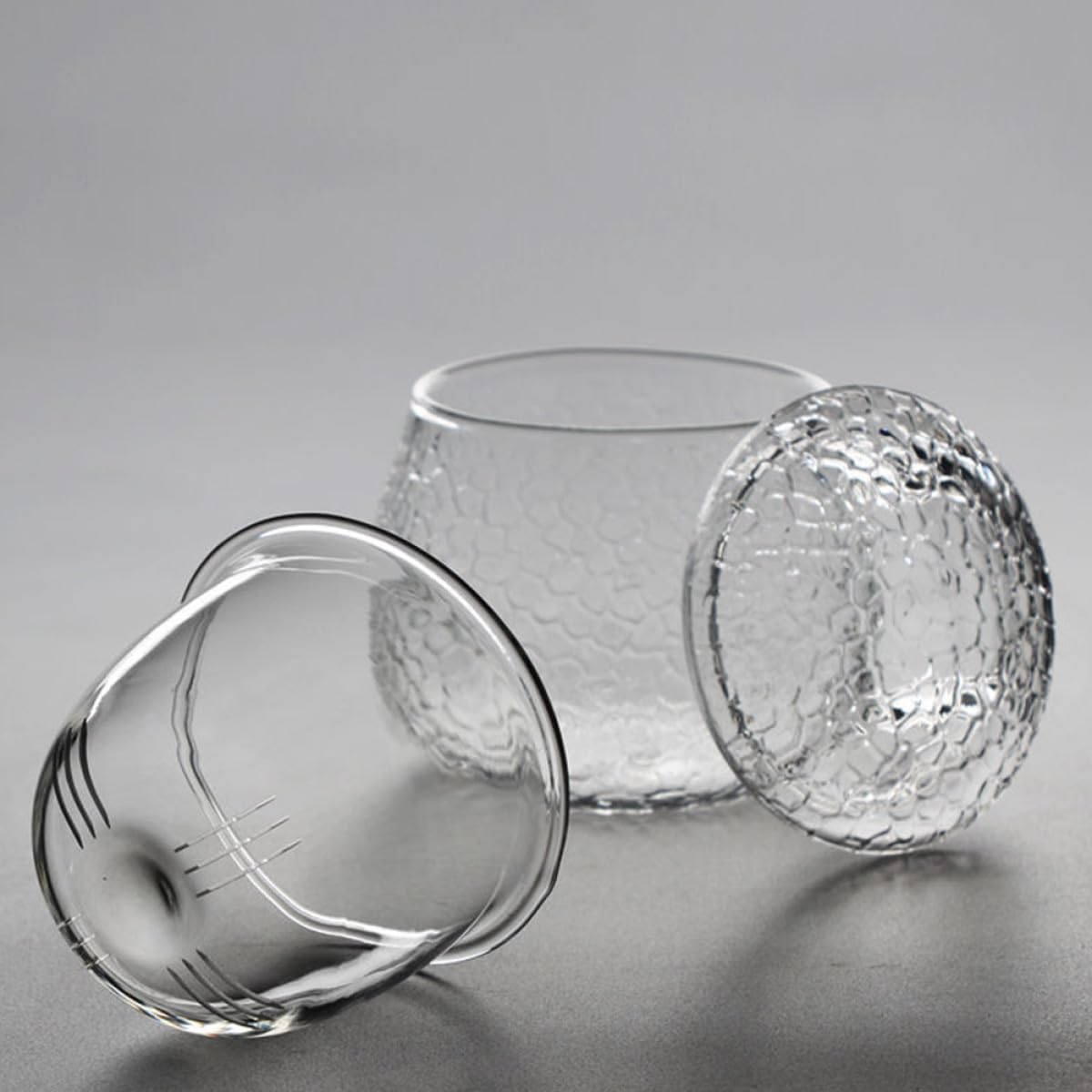 TOYANDONA Taza de Té Gruesa de Vidrio con Diseño Martillado Set de 3 Piezas con Infusor y Tapa Taza con Asa para Oficina y Hogar Filtro para Té Suelto Multiusos 350 Ml